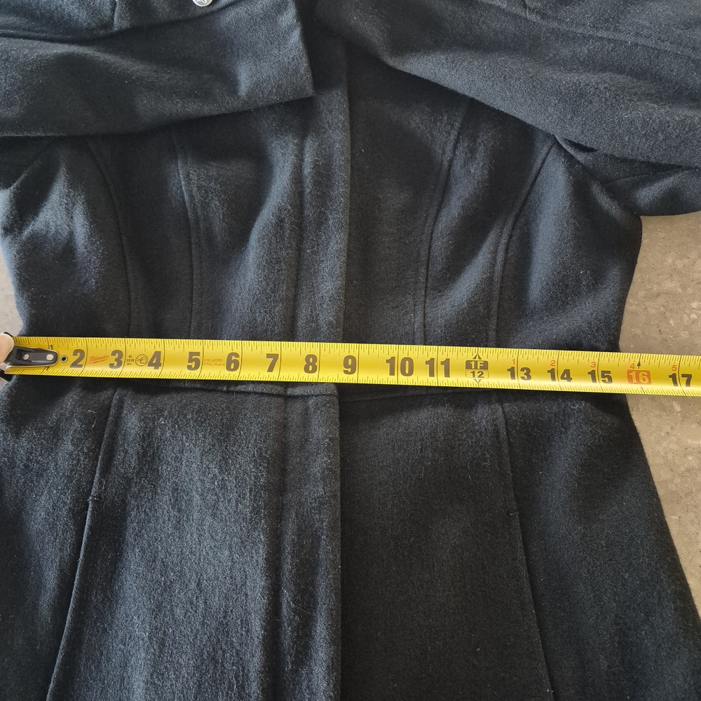 Vintage Guess Black Wool Pea Coat Womens Small Classic Minimalist Clean Girl - Picture 6 of 16